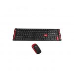 Clavier Sans Fil Azerty + Souris - Noir Et Rouge