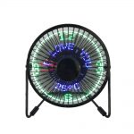 Ventilateur de bureau portable USB LED JUSTUP avec température en temps réel et message intégré