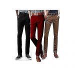 Pantalon Chino - 3 Pièces - Rouge, Noir Et Marron