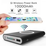 POWER BANK Qi 10000 mAH chargeur portable USB de type C et entrée micro USB Entrée de sortie de chargement sans fil activée et entrée de récepteur Idéal pour les téléphones intelligents