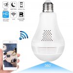 Ampoule caméra 360 °  de sécurité intérieure Espion 1080p WiFi, caméra WiFi contrôle caméra contrôle caché avec Infrarouge + lumière Blanche caméra 128GB TF (960P + IR)