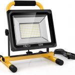 Projecteur LED Chantier Blanc , Eclairage de Travail 220V, 2 Modes de Luminosité Réglables 60 W, Etanche IP65, Ultra Puissant