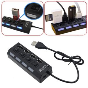 Micro USB Hub 4 Ports USB Portable 2.0 Hub 480 Mbps interrupteur marche/arrêt Hub USB séparateur adaptateur pour PC Portable
