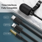 micro cravate pour téléphone portable Android iOS Microphone USB avec câble de 1,5 m de longueur