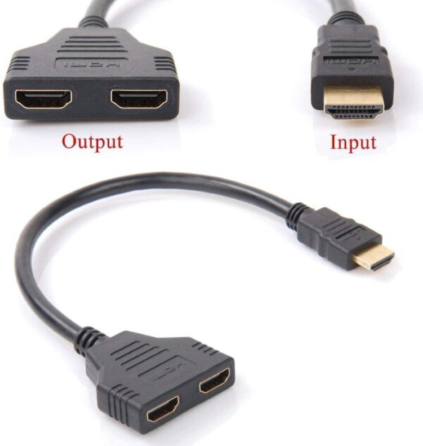 HDMI 1 mâle vers Double HDMI 2 femelle Y adaptateur de câble de répartiteur LCD LED HD TV – Image 3