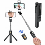 K12D Trépied Selfie Stick 2  flash intégré  Live Support 360 ° Rotation Bluetooth Selfie Stick