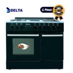 Cuisinière à gaz - DELTA SHINE LINE -DSO-609SLIXBL- 4 Feux + 2 Plaques chauffantes - Avec allumage électrique et automatique - 60 x 90 cm