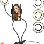 Support universel flexible pour téléphone portable avec anneau lumineux pour selfie