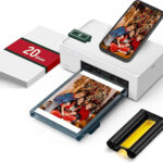 Imprimante photo couleur Wi-Fi - 4 x 6 pouces - 20 feuilles - Pour smartphone, ordinateur, sublimation thermique