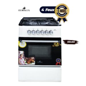 Cuisinière à Gaz EUROLUX - CLASSIC - 4 Feux - 50 x 55 cm - BLANC CREAM - Four en haut et en bas