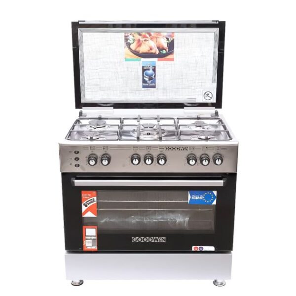 Cuisinière GOODWIN - Allumage électrique - 5 feux - 60 x 90 cm - Dessus inox - Grand four - Origine européenne – Image 3