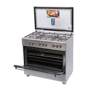 Cuisinière GOODWIN - Allumage électrique - 5 feux - 60 x 90 cm - Dessus inox - Grand four - Origine européenne