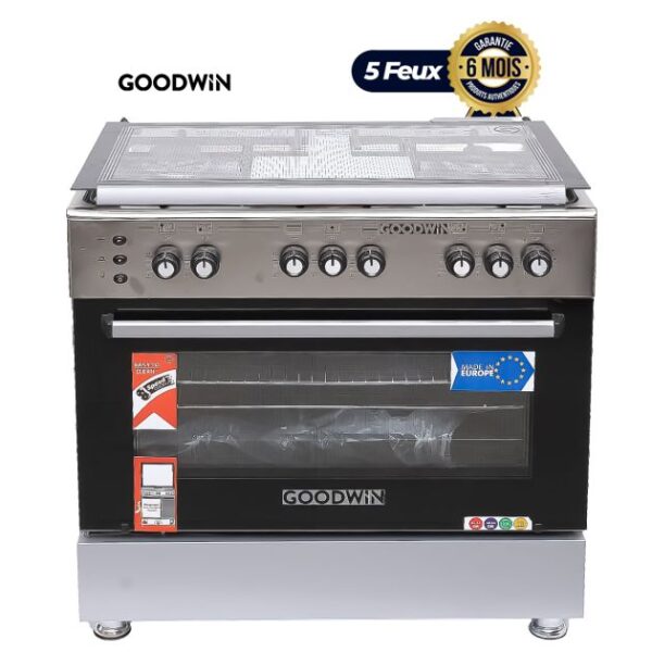 Cuisinière GOODWIN - Allumage électrique - 5 feux - 60 x 90 cm - Dessus inox - Grand four - Origine européenne – Image 2