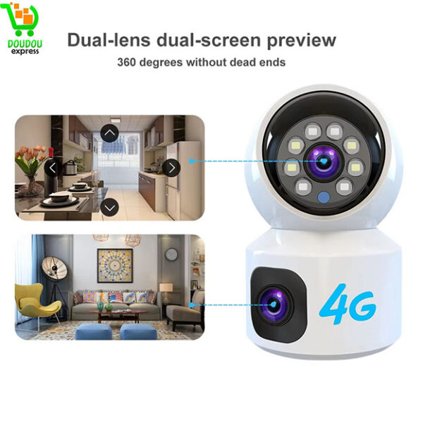 V380 4MP Caméra d'intérieur 4g à double objectif PTZ Wifi Caméra PTZ à double objectif bullet Outdoor Waterproof cctv – Image 2