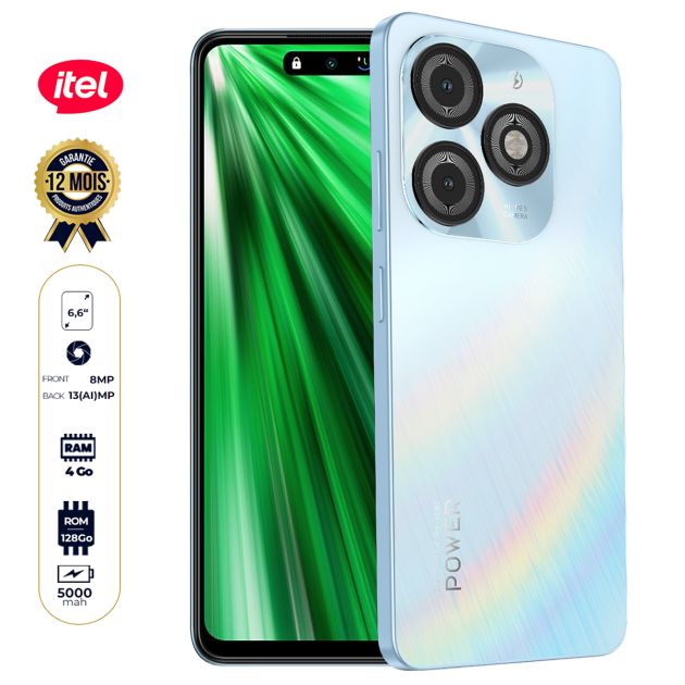 itel P65 C - Ecran 6.6'' HD - 128 Go/4Go Ram + 4Go extensible - 13MP+IA /8MP - 5000mAh
