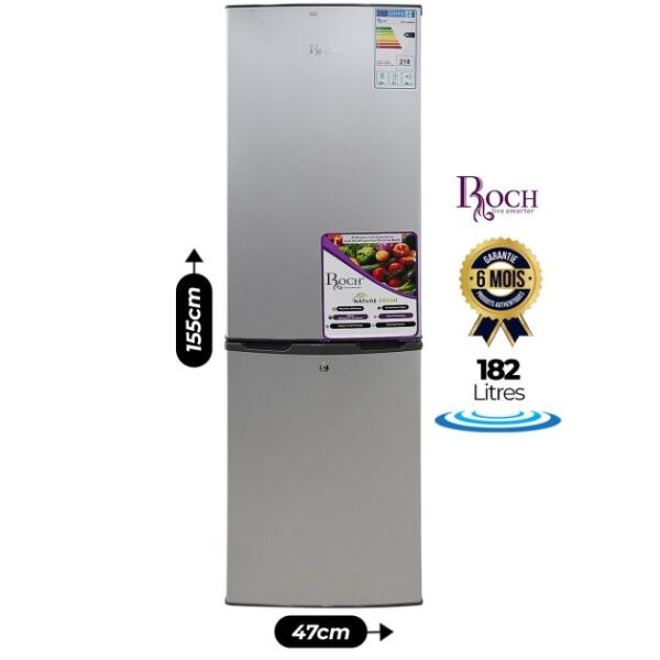 Réfrigérateur Combiné - Roch - RFR-220DB -L - 182 Litres - Gris
