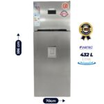 Réfrigérateur double battant - FIABTEC - No Frost - FTTL-473432 - 432 litres - Avec distributeur d'eau - Acier inoxydable