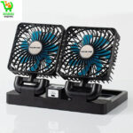 VENTILATEUR DE VOITURE ROTATIF A DEUX TETES CHARGE SOLAIRE