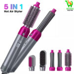 Sèche-cheveux électrique 5 en 1, brosse à Air chaud, Ions négatifs, brosse à lisser, sèche-cheveux et lisseur