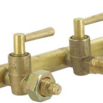 Rampe 3 robinets laiton pour tripatte fonte