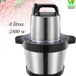 Hachoir à Viande électrique 8 Litres avec 4 Lames à Deux Niveaux, Bol en Acier Inoxydable 2800 W pour Viande, légumes, Fruits.