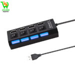 Hub USB à 4 ports, prise hub USB pour souris/imprimante/scanner, etc., transmission rapide de 450 Mbps, 4 commutateurs indépendants