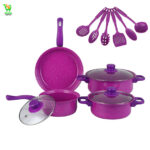 13 pièces, casseroles et poêles avec ustensiles, surface de cuisson antiadhésive sans PFOA, résistante aux rayures, compatible avec toutes les plaques de cuisson