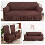 Housse de canapé universelle en élasthanne avec jupe, facile à installer, protection durable pour meubles 7places + Salle a Manger