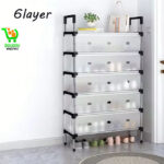 Étagère à chaussures, rangement multicouche simple, anti-poussière, multifonction, gain de place, 6 l, 66 x 29 x 110 cm
