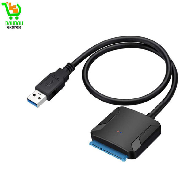 Câble adaptateur de disque dur USB 3.0 SATA III vers USB 3.0 pour disque dur UASP, câble adaptateur de disque dur SSD 2,5"/1,8"/2,5/3,5", compatible UASP avec alimentation DC 12V (Cable+Charger) – Image 2