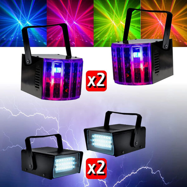 Ensemble de 8 jeux de lumière compacts et puissants + 1 portique acier robuste - idéal soirée dansante PA DJ SONO MIX LED – Image 5