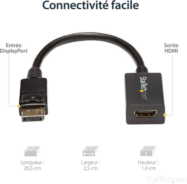 Adaptateur DisplayPort vers HDMI - Convertisseur Vidéo DP 1.2 vers HDMI 1080p - Câble DP vers HDMI pour Moniteur/Écran - Câble Passif DP à HDMI... – Image 2