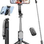 Trépied perche à Selfie Bluetooth 1.78m, support de téléphone, Rotation à 360 degrés, en alliage d'aluminium, avec support adaptateur 1/4
