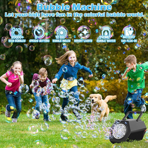 Machine à bulles automatique pour enfants 10 000 bulles/minute avec réservoir de 240 ml, cadeau pour enfants/anniversaire/fête – Image 3