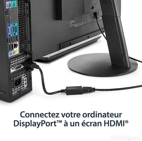 Adaptateur DisplayPort vers HDMI - Convertisseur Vidéo DP 1.2 vers HDMI 1080p - Câble DP vers HDMI pour Moniteur/Écran - Câble Passif DP à HDMI... – Image 3