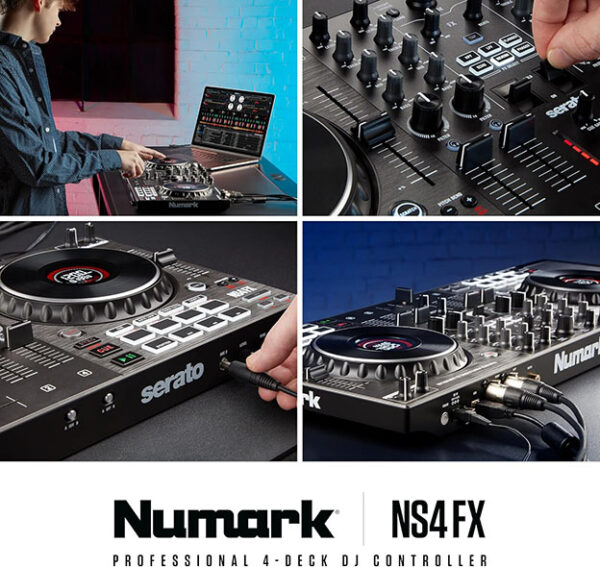 Contrôleur DJ 4 Canaux, Platines DJ Tactiles avec Écran, Pads et Effets Sonores, Sorties Cabine et Principale – Image 5