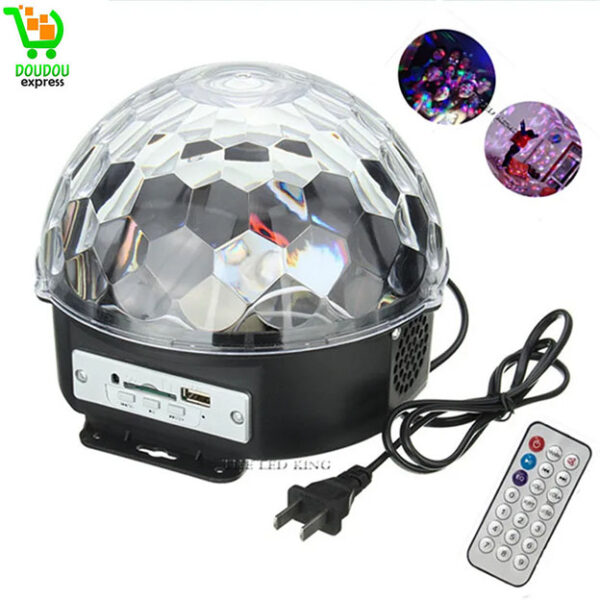 Boule rotative magique en cristal, 18W, BLUETOOTH, MP3, télécommande, 6 couleurs, RGB 3 en 1, lumières disco pour fêtes, lumières de scène à LED – Image 2