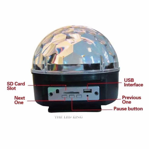 Boule rotative magique en cristal, 18W, BLUETOOTH, MP3, télécommande, 6 couleurs, RGB 3 en 1, lumières disco pour fêtes, lumières de scène à LED – Image 3