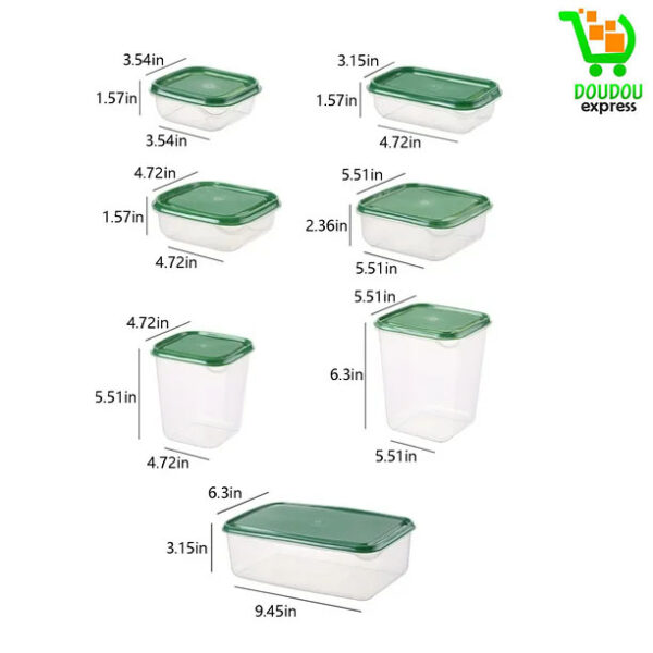 Boîtes de Réfrigérateur Contenant de Stockage d'aliments Verts de Différentes Tailles pour les Repas – Image 3