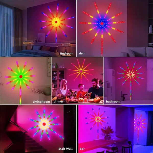 Lumières LED RGB LED avec télécommande LED Firework Guirlande lumineuse avec effet Chasing Sync avec musique pour décoration de Noël, mariage, fête, bar, fête, salle de jeux [Classe énergétique E] – Image 5
