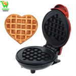 Mini gaufrier en forme de cœur multifonctionnel, grille-pain double face pour petit-déjeuner métropolitain, machine de cuisson portable