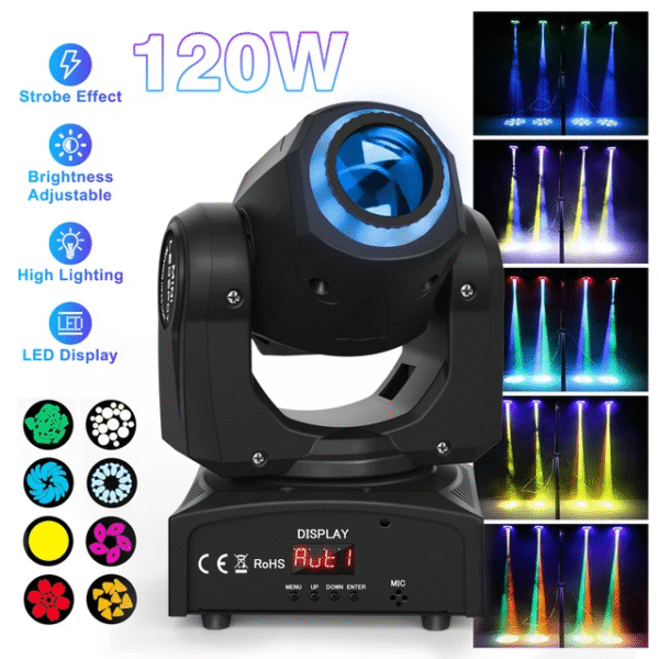 U'King 120W LED faisceau lumière principale mobile RGB mélange de couleurs 8 modèles DMX effet lumière rotative lumière de scène pour DJ spectacle fête KTV – Image 2