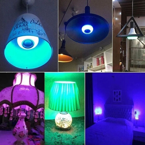 E27 RGBW musique Blub lumière Bluetooth sans fil Bluetooth haut-parleur lampe AC100V-240V télécommande LED ampoule intelligente pour la fête à la maison – Image 4