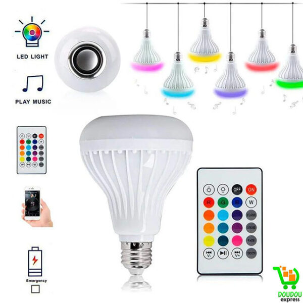 E27 RGBW musique Blub lumière Bluetooth sans fil Bluetooth haut-parleur lampe AC100V-240V télécommande LED ampoule intelligente pour la fête à la maison – Image 3