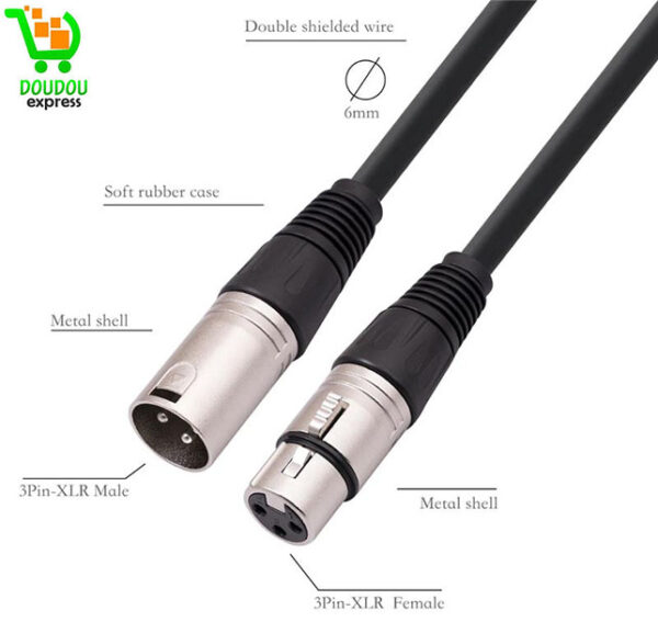 Câble Canon mâle à femelle, sortie et entrée Audio, applicable à la connexion Stable XLR du Microphone KTV 2 mètres – Image 3