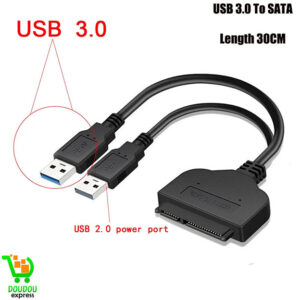 Adaptateur USB 3.0 vers SATA 22 broches et SATA vers Micro SATA pour disque dur 4,6 cm 2,5" avec câble d'alimentation USB supplémentaire