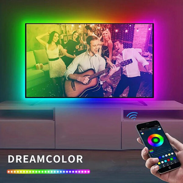 Bande lumineuse LED Bluetooth intelligente SMD 5050, télécommande, ruban flexible, lampe à diode, rétroéclairage TV, salle de jeu, décoration d'intérieur – Image 2