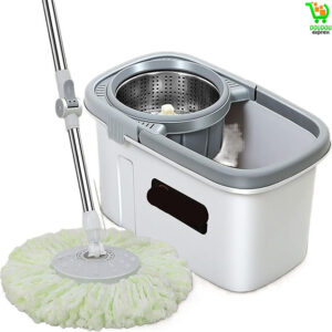 Serpillère à essorage Automatique, Mains Libres, Nettoyage des sols, tampons en Microfibre, avec Seau, Accessoires Magiques de Salle de Bains Warm as Ever