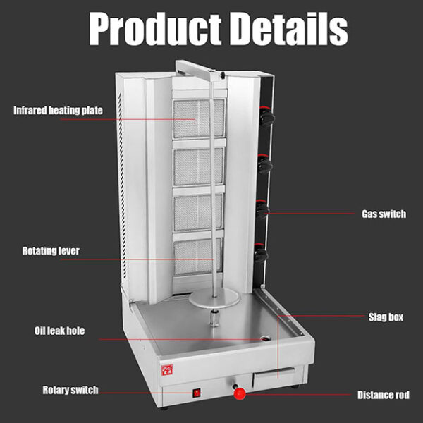 Machine Commerciale de Kebab de Doner de Propane, Support Vertical de Gril de Rotation Automatique, Machine de Kebab de Doner de Gril de Shawarma – Image 3