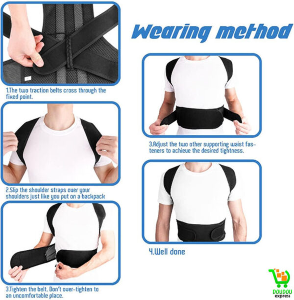 Correcteur de posture dos complet soutien lombaire colonne vertébrale attelle lisseur pour hommes, femmes et enfants, respirant, réglable pour le cou et l'épaule – Image 3